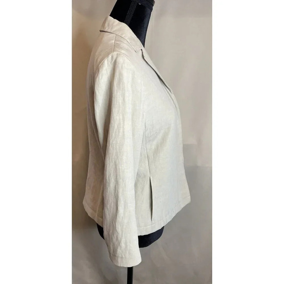 Ralph Lauren LRL Size 8 Tan Beige‎ Linen Silk 3 Button Hidden Jacket Pockets - Picture 4 of 11